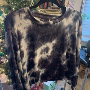 Black and white tie dye sheer long sleeve shirt